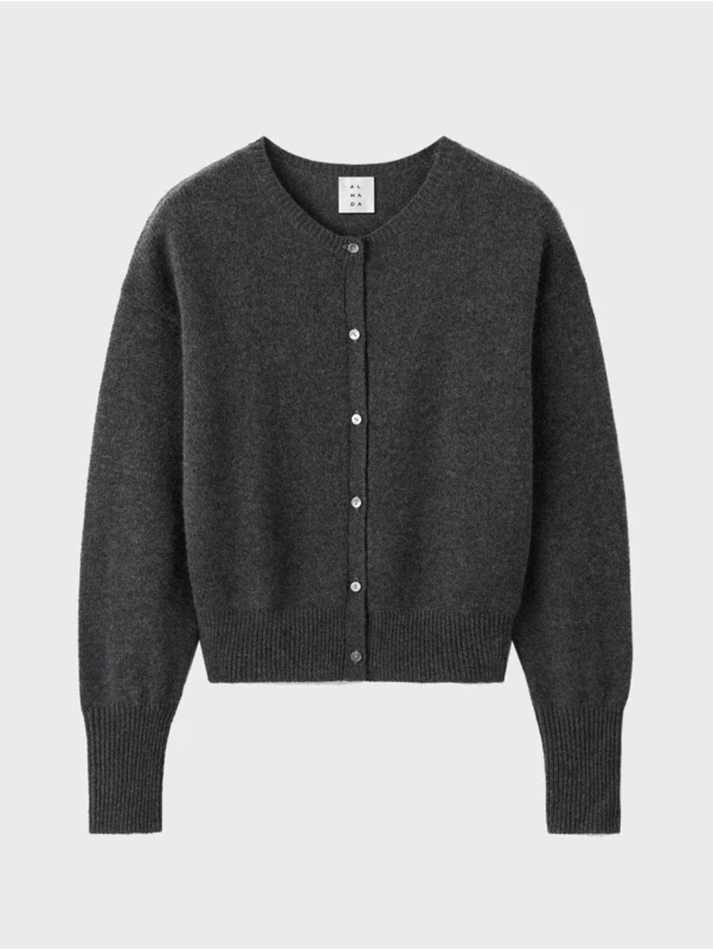 Rare Sold Out Almada Label Charcoal Button-Front Crewneck Cardigan XS